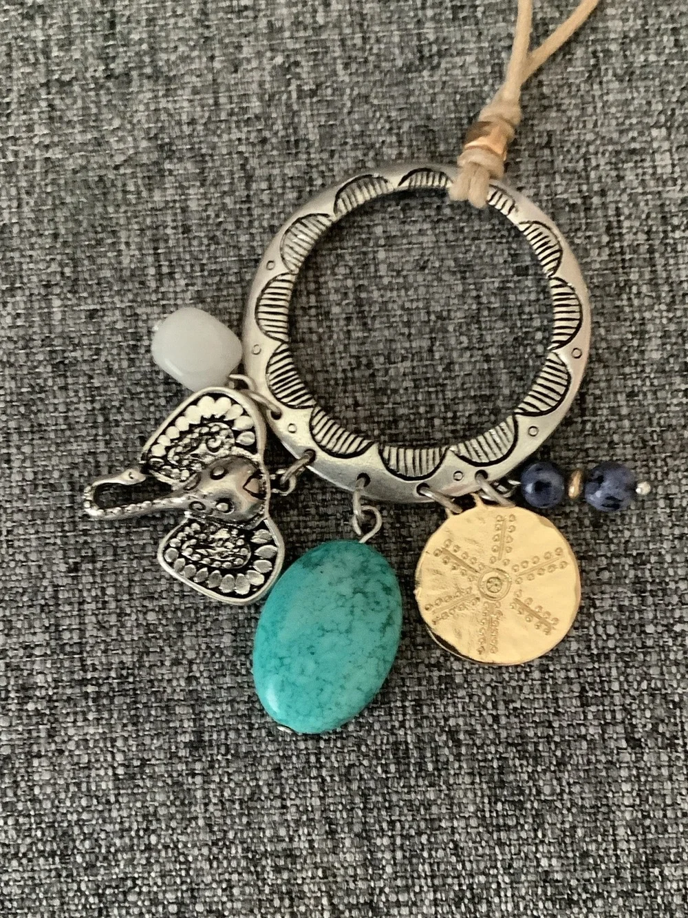 J. Jill Turquoise and Silver Boho Pendant Necklace with Charms
